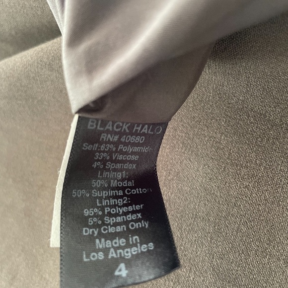 Black Halo -Classic Rolled-Neck Sheath Dress in Washed Olive - Picture 8 of 8